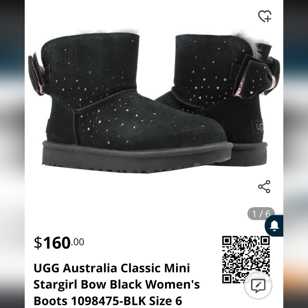 UGG "Stargirl Mini" Black and Gold Slipper Boots Size 36 = AU5 - Picture 12 of 12